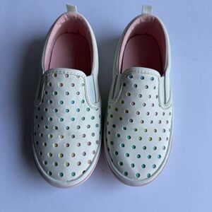 Toddler Girl White Old Navy Slip On Shoes Size 10, Great Condition Multi color